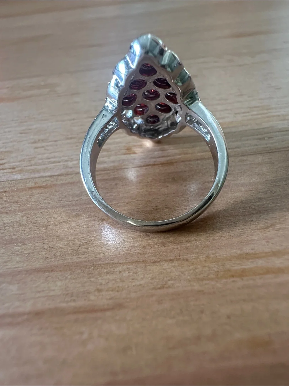 Red & Silver Statement Ring